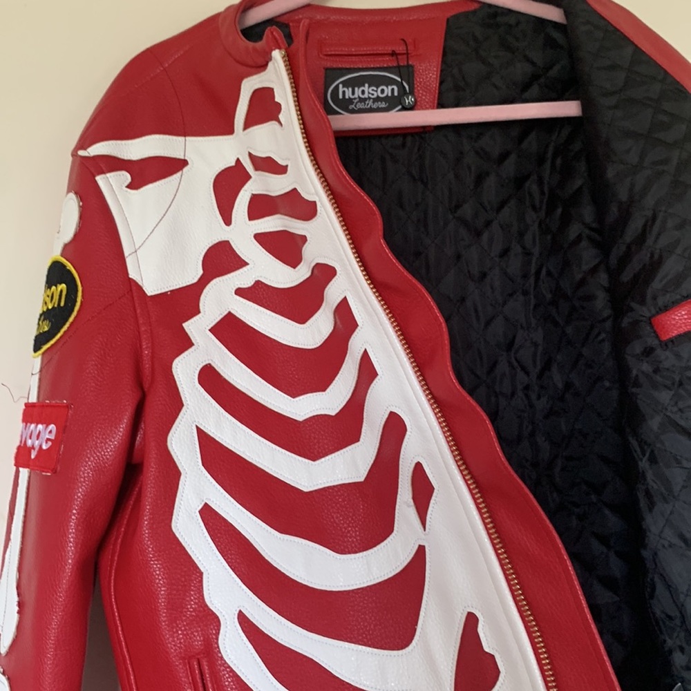 Hudson Leather Skeleton Motorcycle Men’s Leather Jacket - Picture 13 of 16